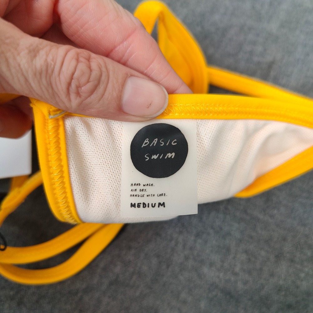 Basic Swim Bikini Set Womens Medium Yellow Triangle High Cut La Premiere NEW - Picture 4 of 7